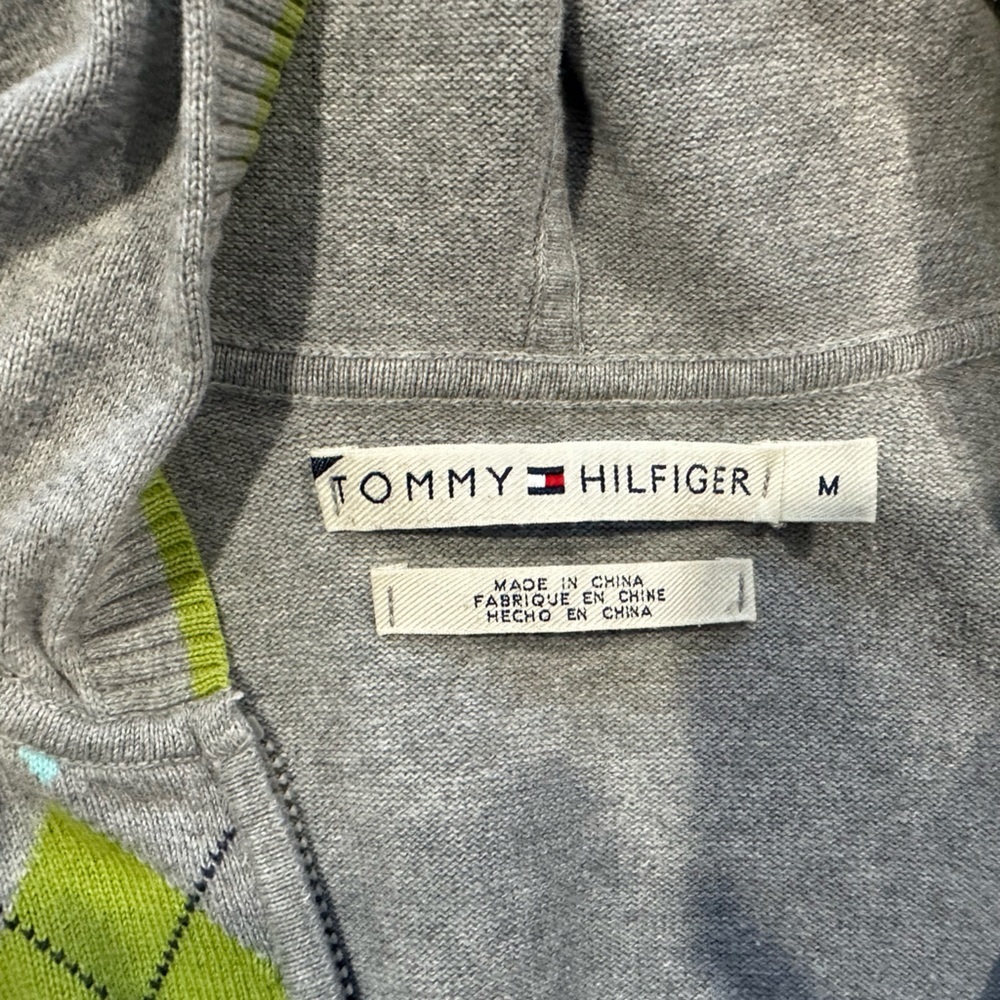 Tommy Hilfiger Argyle Print Hooded Full Zip Women’s Sweater Size M - Picture 3 of 8
